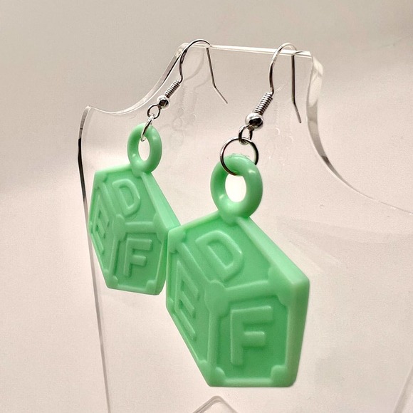Baby Alphabet Block Earrings - Baby Shower Earrings - DDLG Earrings - Picture 8 of 11